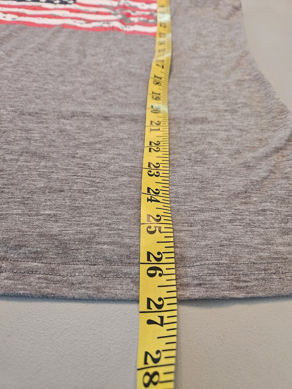 Grey Women's Muscle Tee with Distressed American Flag - Picture 3 of 6